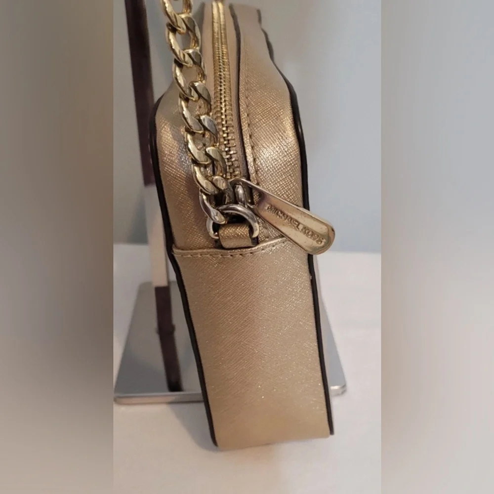 Michael Kors Jet Set Travel Metallic Gold Leather Crossbody Bag